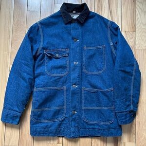 1950s True Vintage Blue Denim Wool Lined Workwear Chore Jacket